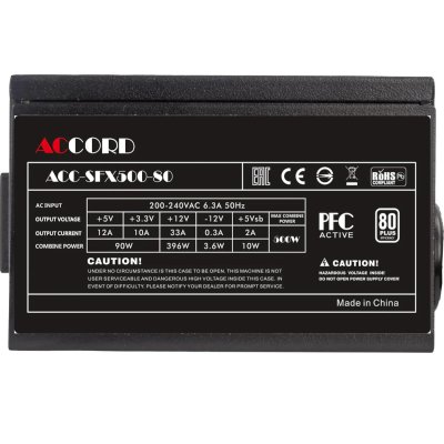блок питания Accord 500W ACC-SFX500-80 Черный