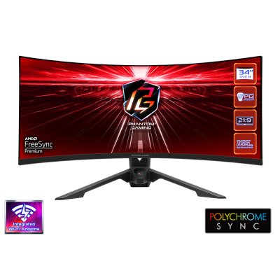 монитор ASRock Phantom Gaming PG34WQ15R3A Черный