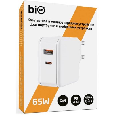 Cетевое зарядное устройство Bion BXP-GAN-PD-AC-65W