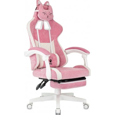игровое кресло Бюрократ KNIGHT KITTY/F W PNK розовый-белый