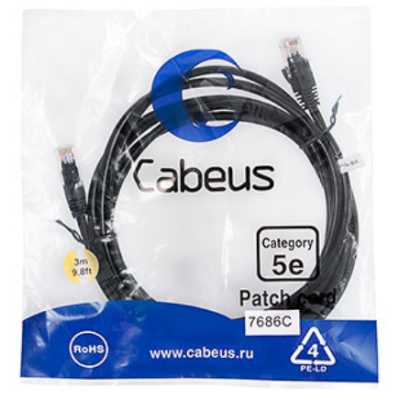 патч-корд Cabeus PC-UTP-RJ45-CAT.5E-3M-BK Черный