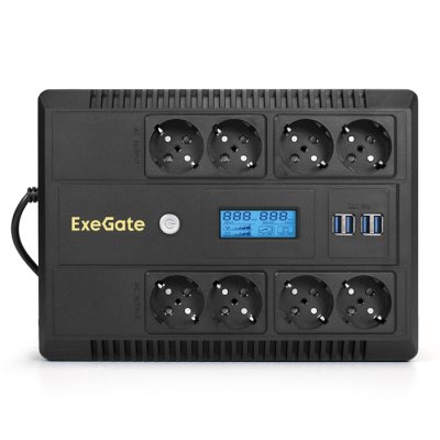 ИБП ExeGate Neo Smart LHB-1000.LCD.AVR.8SH.CH.USB Черный