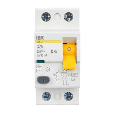выключатель дифференциальный IEK ВД1-63 2Р 32А 30мА MDV10-2-032-030