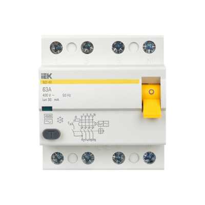 выключатель дифференциальный IEK ВД1-63 4Р 63А 30мА MDV10-4-063-030