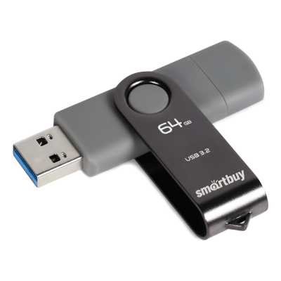 флешка SmartBuy 64GB SB064GB3DUOTWK Черный, серый