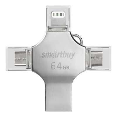 флешка SmartBuy 64GB SB064GBMC15 Серебристый, синий
