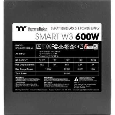 блок питания Thermaltake Smart W3 600W PS-SPW-0600NNFAWE-1 Черный
